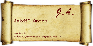 Jakó Anton névjegykártya